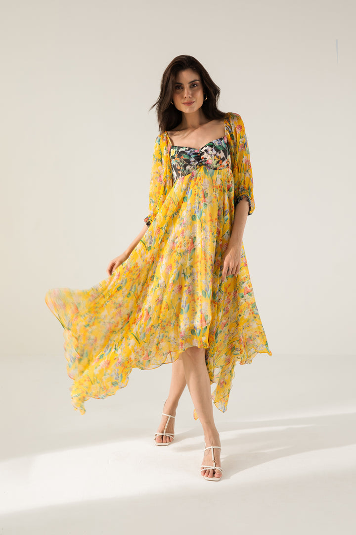 Bella Asymmetric Dress Yellow