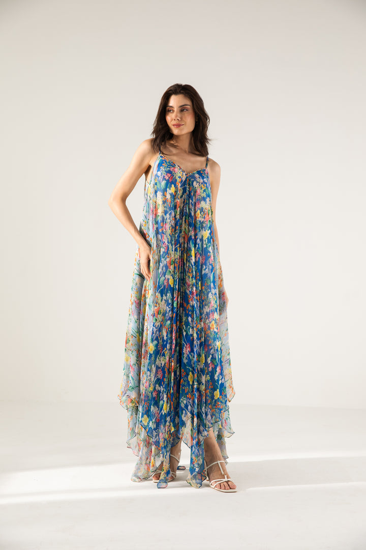 Bella Cami Asymmetric Long Dress - Blue