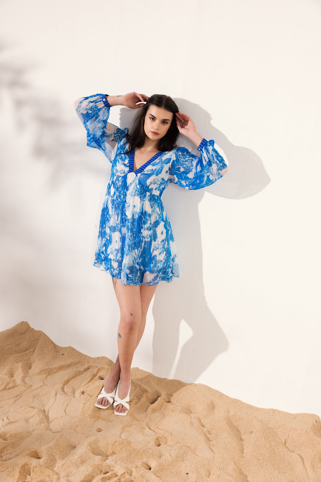 Azure Full Sleeve Short Dress