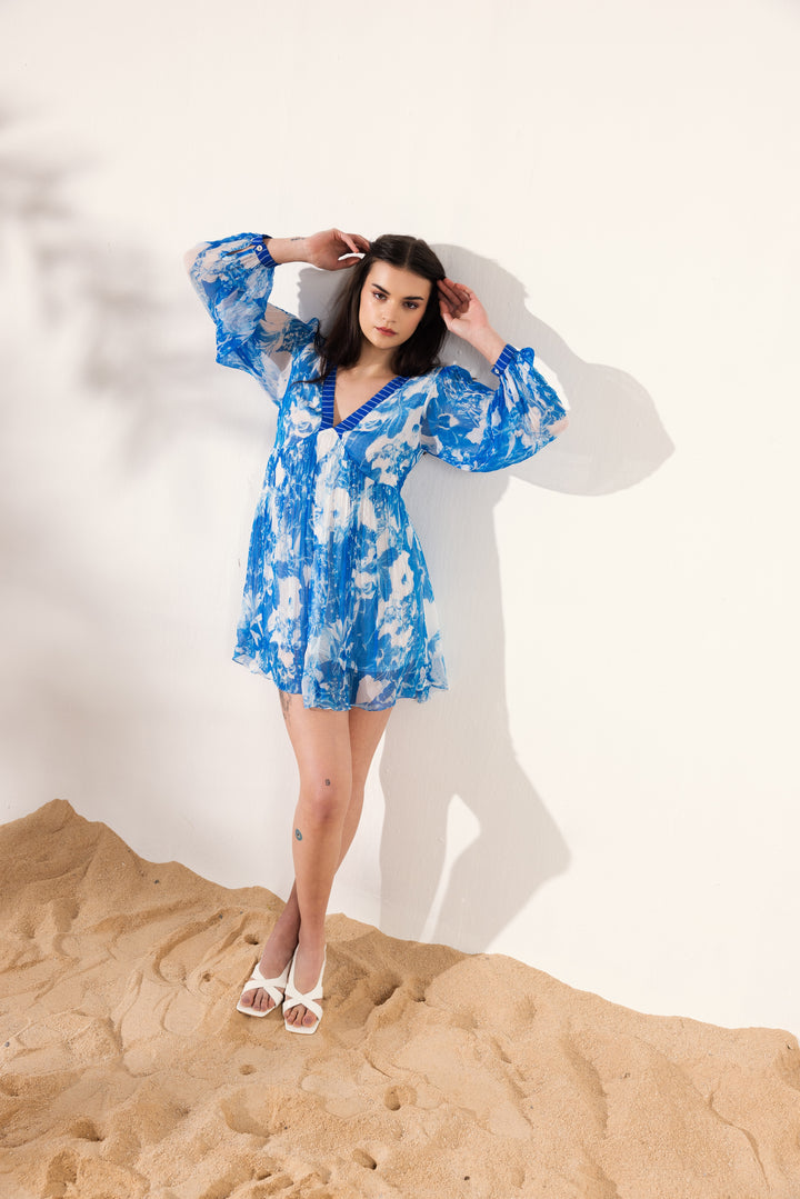 Azure Full Sleeve Short Dress