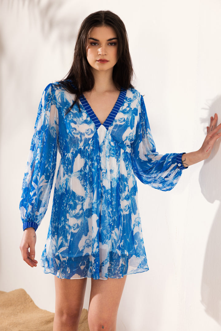 Azure Full Sleeve Short Dress